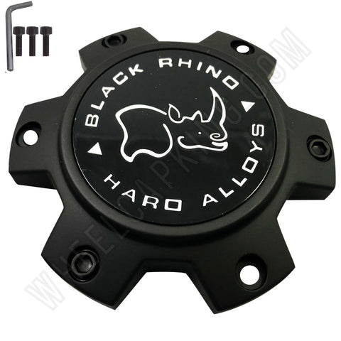 Black Rhino Wheels Flat Black Wheel Center Cap # M-873 (4 CAPS) NEW+BOLTS - Wheelcapking