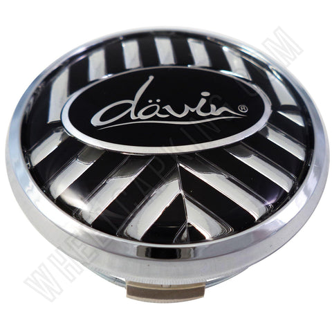Davin Wheels Chrome / Black Custom Wheel Center Cap # 1001-73 (1 CAP) - Wheelcapking