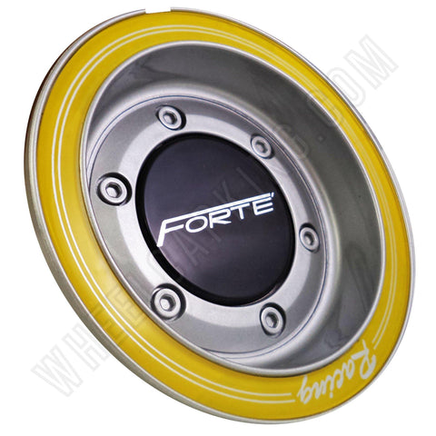 Forte Wheels Silver & Yellow Custom Wheel Center Caps Set of 4 # F26 HEDE NEW! - Wheelcapking