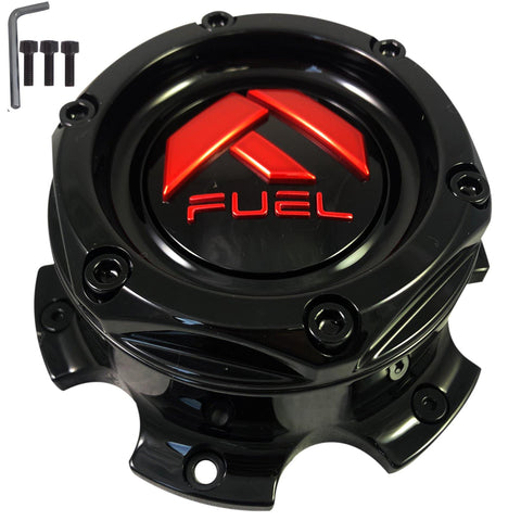 Fuel Wheels Gloss Black / Red Center Cap # 1004-27GBQ / 1004-26 NEW (1 CAP) - Wheelcapking