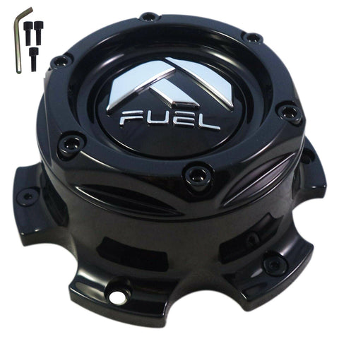 Fuel Wheels Gloss Black Center Cap # 1004-27GB / 1004-26 (4 CAPS) NEW 6 LUG FORGE - Wheelcapking
