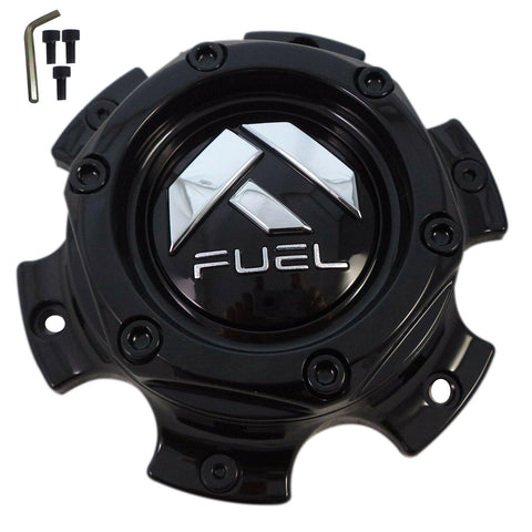 Fuel Wheels Gloss Black Center Cap # 1004-37GB / 1004-36 (4 CAPS) 6x135 6x5.5 - Wheelcapking