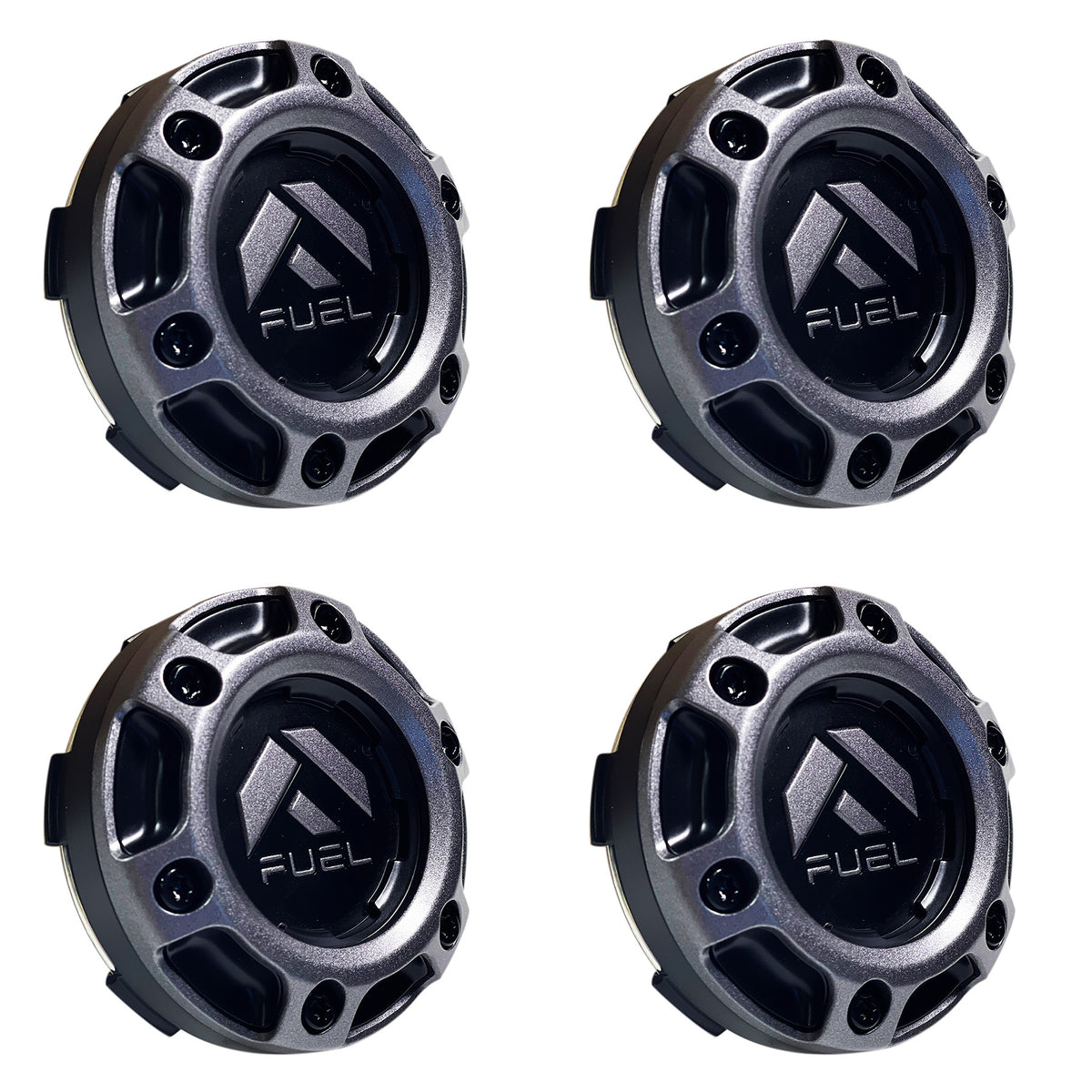 Fuel Wheels Gloss / Black Rivets Center Cap # 1004-68GD (4 CAPS) 5 / 6 ...