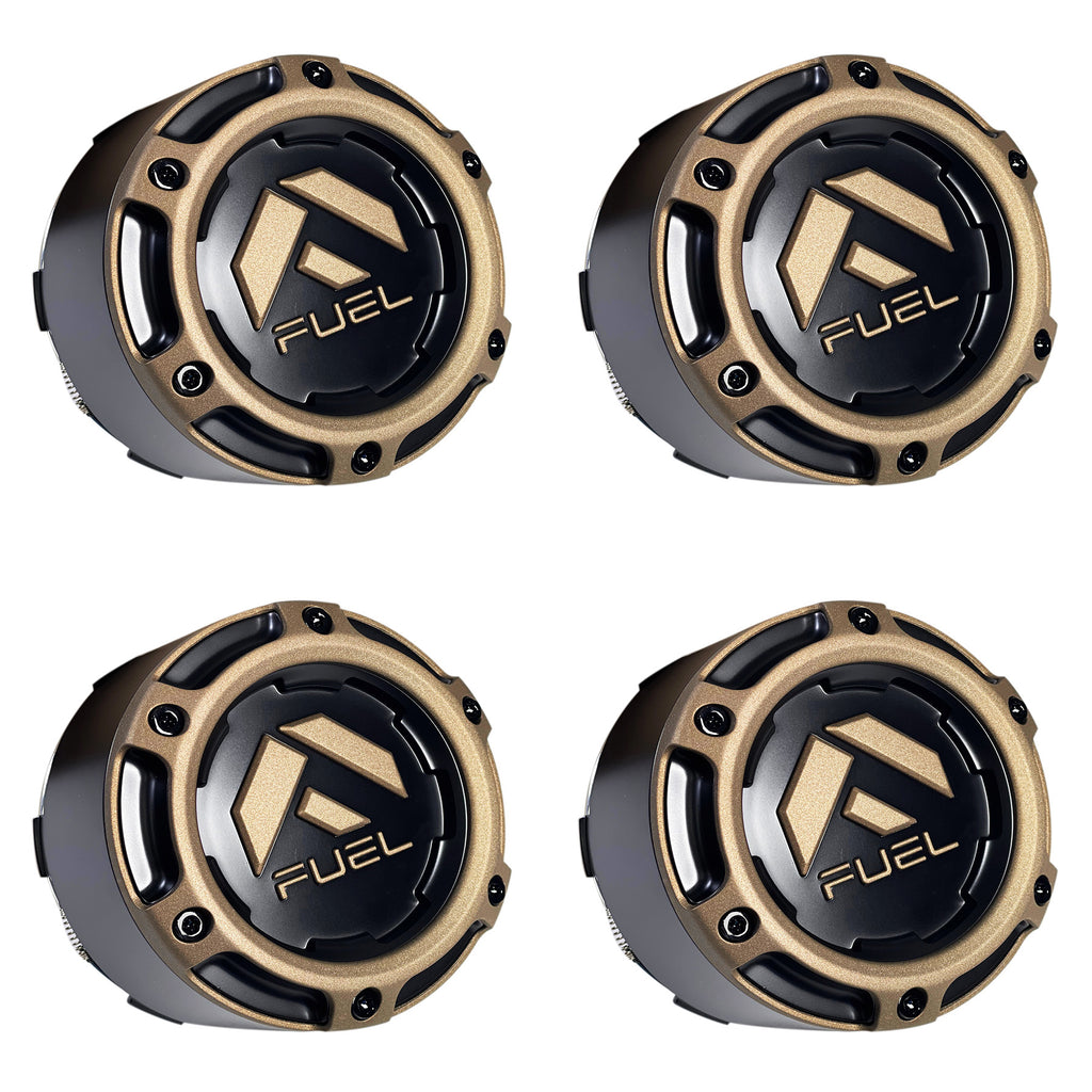 Fuel Wheels Black / Bronze Rivets Center Cap # 1005-50SZD (4 CAPS) 8 L ...