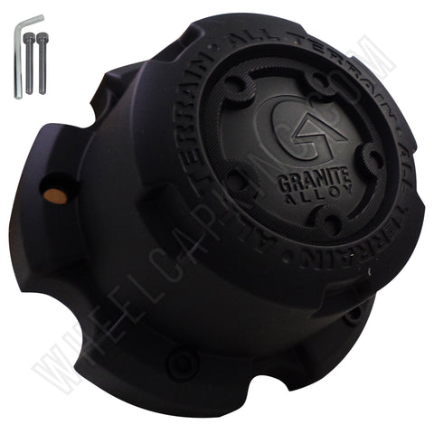 Granite Alloy Wheels Flat Black Custom Wheel Center Caps # 89-9857G (4 CAPS)