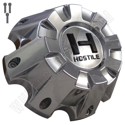 Hostile Wheels Chrome Custom Wheel Center Cap # HC-8801C / M-982 (4 Caps) 8x180 - Wheelcapking