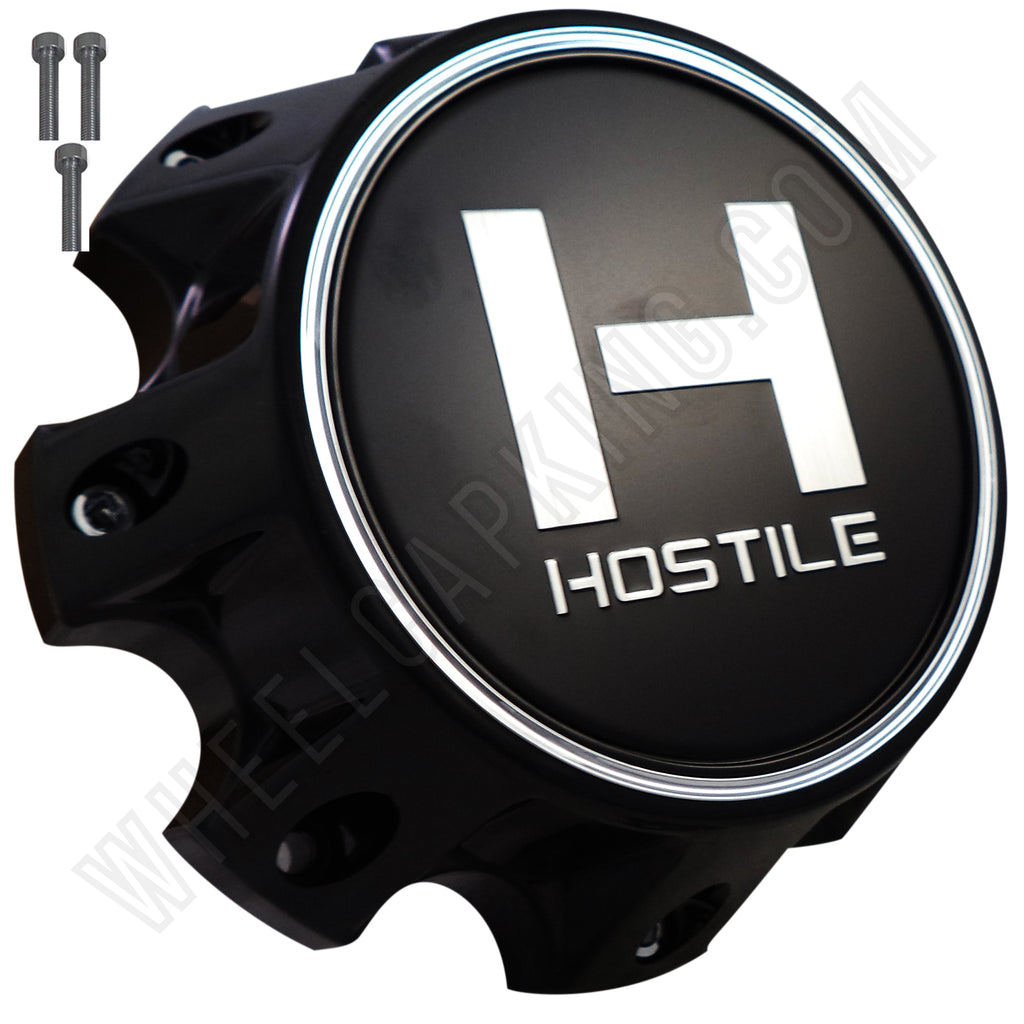 Hostile Wheels Satin Black/Black H Logo Center Cap # HC-8003 (1
