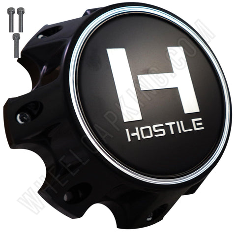 Hostile Wheels Gloss Black / Black H Logo Center Cap # HC-8003 / HC-8003GB (1 CAP) 8-165.1& 8-170 - Wheelcapking