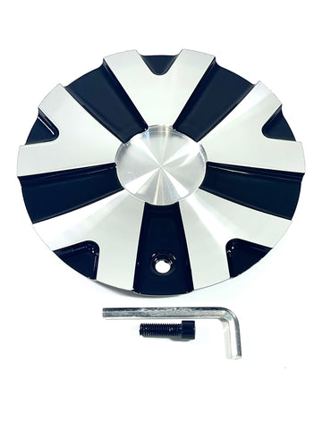 Strada Wheels Gloss Black / Silver Custom Wheel Center Cap # PD-CAPSX-P5193 (1 CAP)