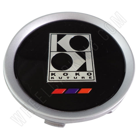 Koko Kuture Wheels Silver / Black Custom Wheel Center Caps # 998K75 (4 CAPS) - Wheelcapking