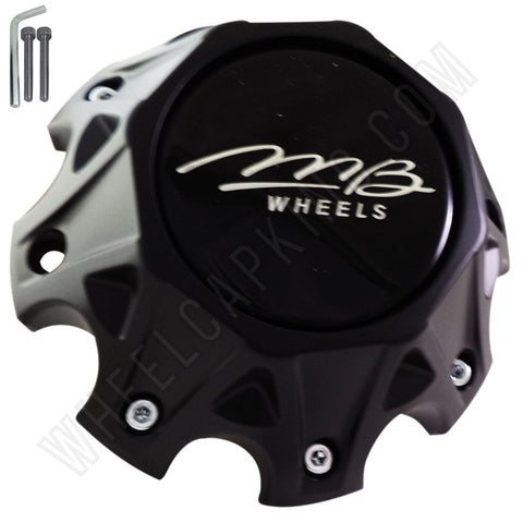 MB Motorsport Wheels Flat Black Custom Wheel Center Caps # BC-850-BLK (1 CAP) - Wheelcapking