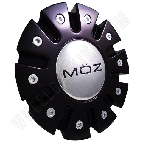 Moz Wheels Gloss Black / Chrome Custom Wheel Center Cap # 7770-15 (4 CAPS) - Wheelcapking