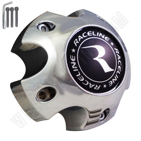 Raceline Wheels Chrome Custom Wheel Center Caps # 1079L145A / 311161 (4 CAPS) 5 LUG - Wheelcapking