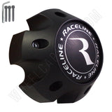 Raceline Wheels Flat Black Custom Wheel Center Caps # 1079L140 / 311162 (1 CAP) 6 LUG - Wheelcapking