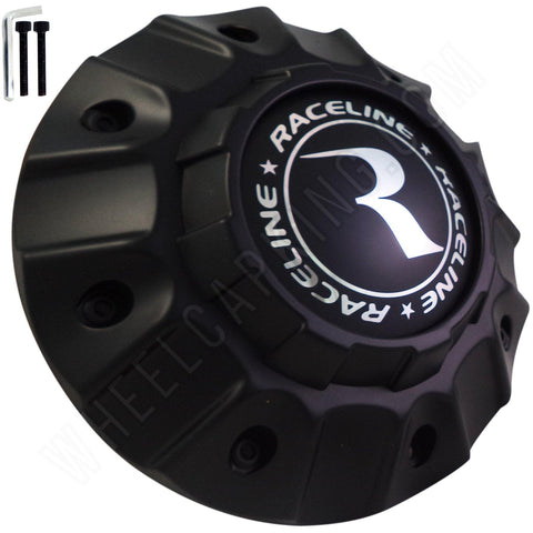 Raceline Wheels Flat Black Custom Wheel Center Caps # PD-CAPX-P1052-5H-6H (4 CAPS) 5/6 LUG - Wheelcapking