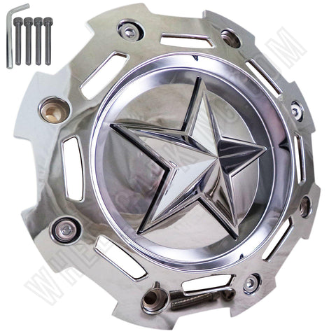 Rockstar by KMC Wheels Chrome Custom Wheel Center Cap Caps # SC-190 / S1004-04 / SC-198 NEW!! - Wheelcapking