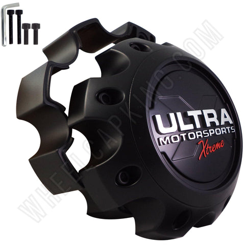 Ultra Wheels XTREME Flat Black Custom Wheel Center Caps # 89-9780SBX (4 CAPS) - Wheelcapking