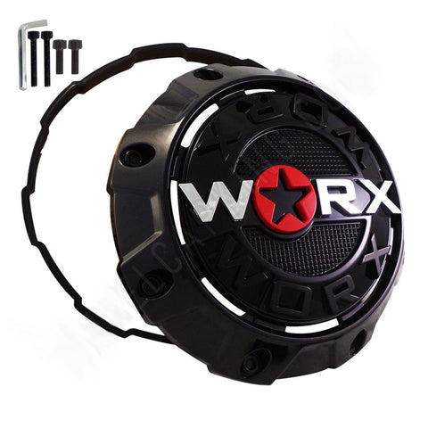 Worx Wheels Gloss Black Custom Wheel Center Caps # A89-8856L, WRX-8856LB (1 CAP) - Wheelcapking
