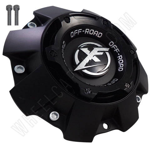 XF Offroad Wheels Flat Blk/Gloss Black Top Short Custom Center Cap # 1444L227 (4 Caps) - Wheelcapking