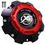 XF Offroad Wheels Flat Blk/Red Top Short Custom Center Cap # 1444L227 (4 Caps) - Wheelcapking