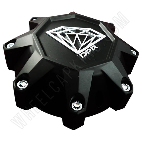 DPR Wheels Flat Black Diamond Logo Wheel Center Cap # DPR-8-CAP / A01-Z-CAP (1 Cap) Tall - Wheelcapking