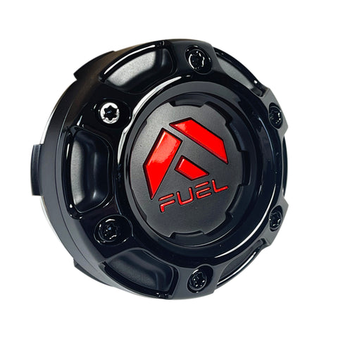 Fuel Wheels Gloss Black / Red Logo Center Cap # 1004-68GBQ (1 CAP) 5 / 6 LUG