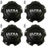 Ultra Motorsports Wheels Flat Black Wheel Center Cap # 89-9756 (4 CAPS) NEW+BOLTS - Wheelcapking