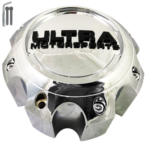 Ultra Wheels Chrome Wheel Center Cap # 89-9782-UP (4 CAPS) NEW + BOLTS - Wheelcapking