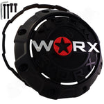 Worx Wheels Flat Black Custom Wheel Center Caps # A89-8856L, WRX-8856LB (4 CAPS)